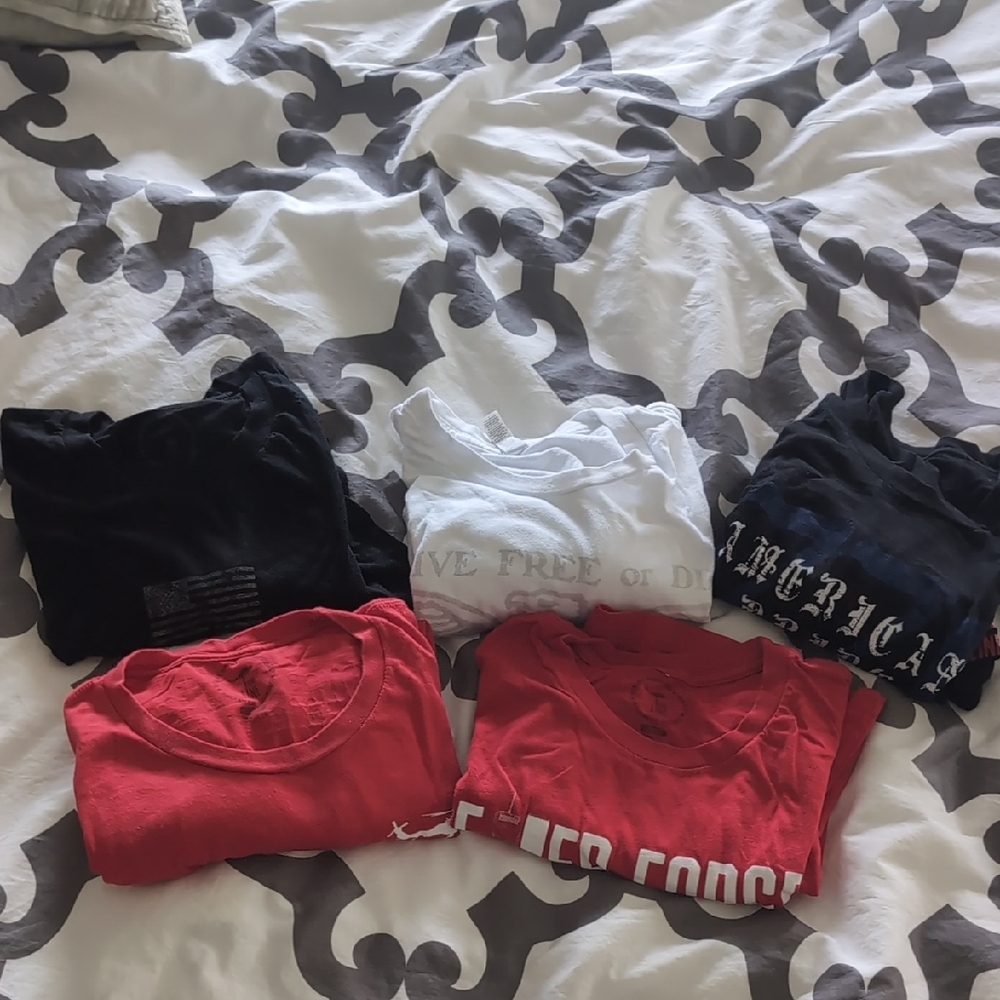 Black, White, and Red Graphic T-Shirts